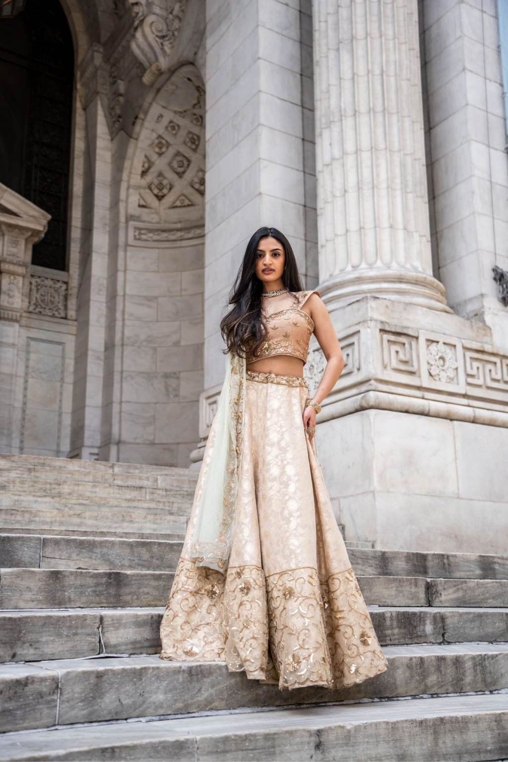 Ivory Banarasi Brocade Lehenga