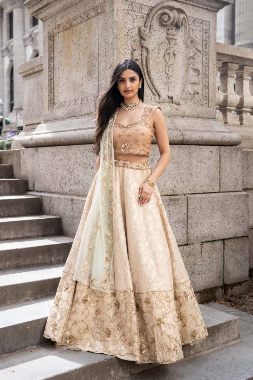 Ivory Banarasi Brocade Lehenga