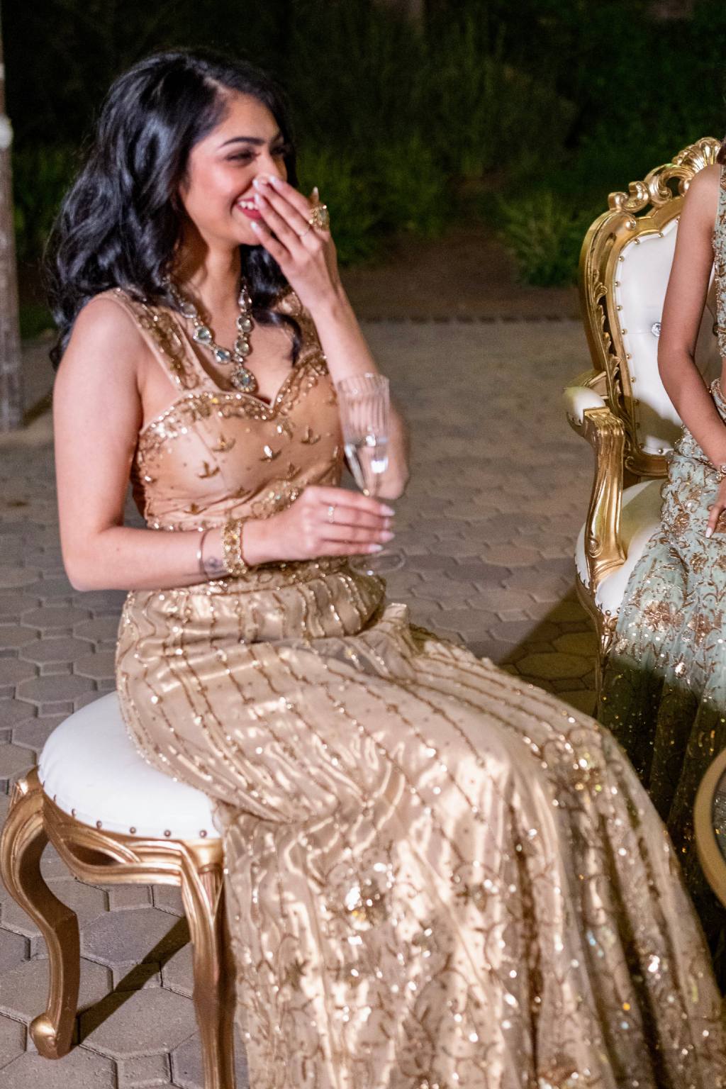 Blush Gold Blouse and Skirt Set For Weddings - Sara By Rashi