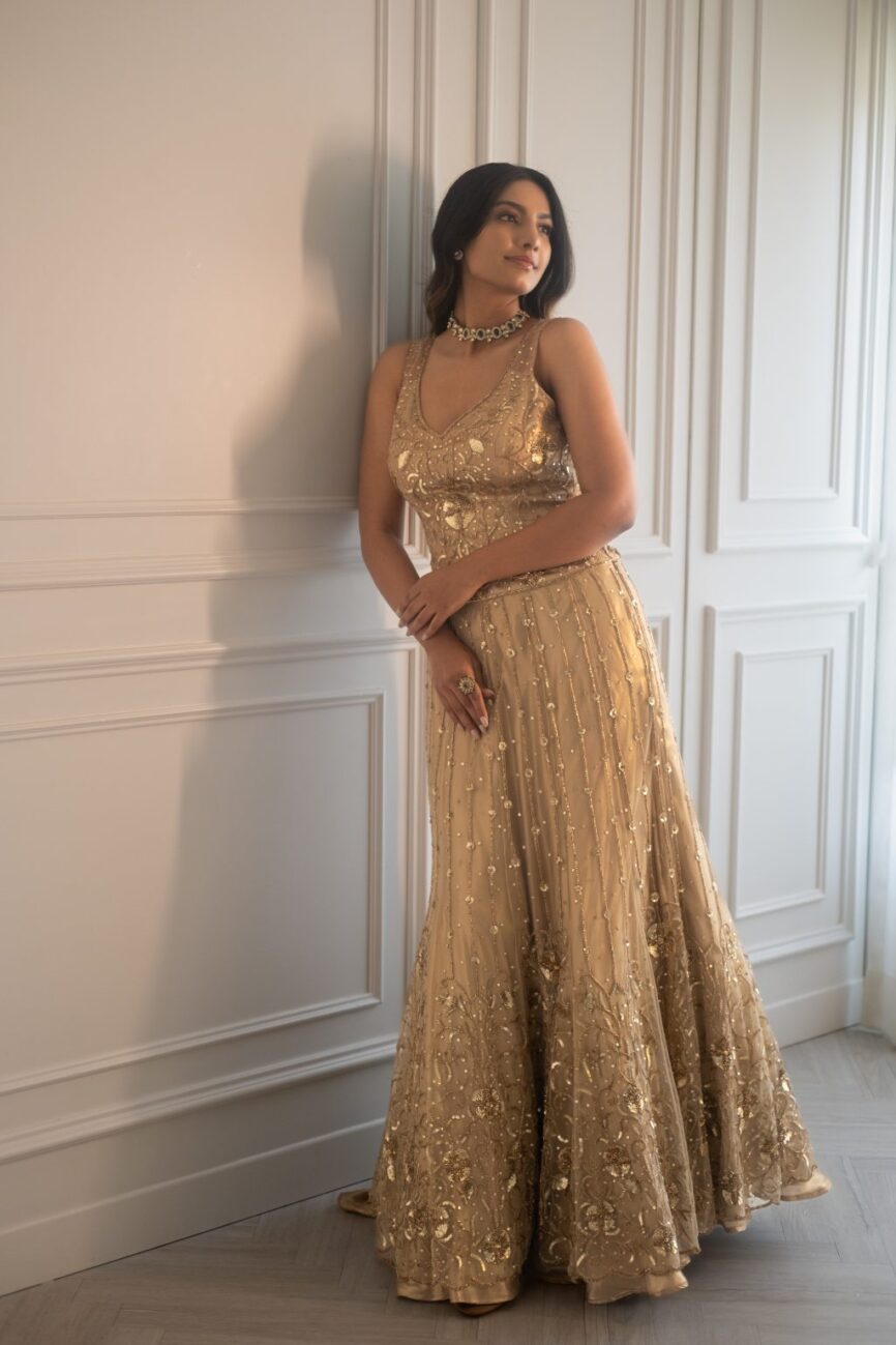 Luxe Gold Blouse and Skirt Set - SARA By Rashi
