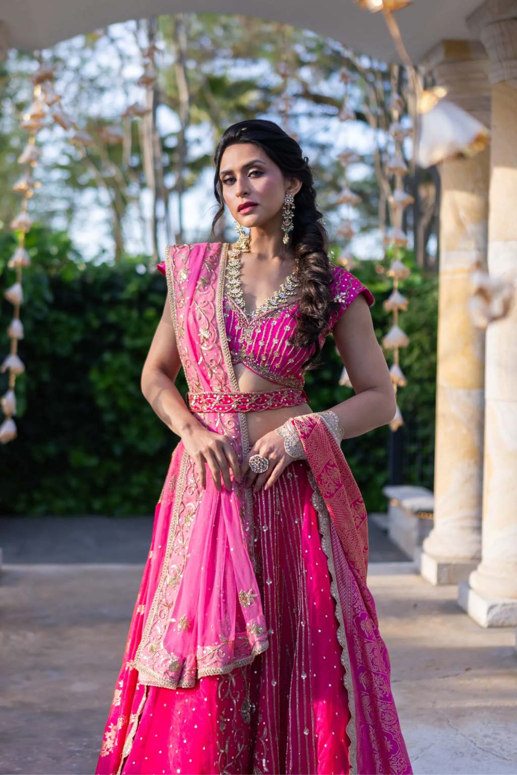 Rani Pink Hand-Embroidered Lehenga Set