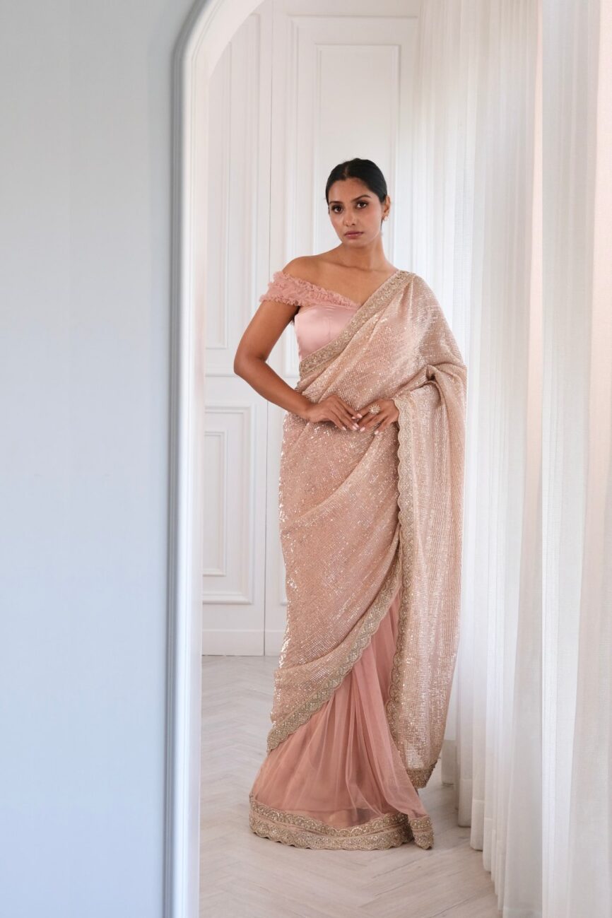 Blush Sequins and Net Saree