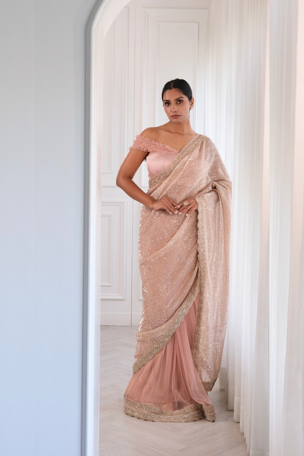 Blush Sequins and Net Saree