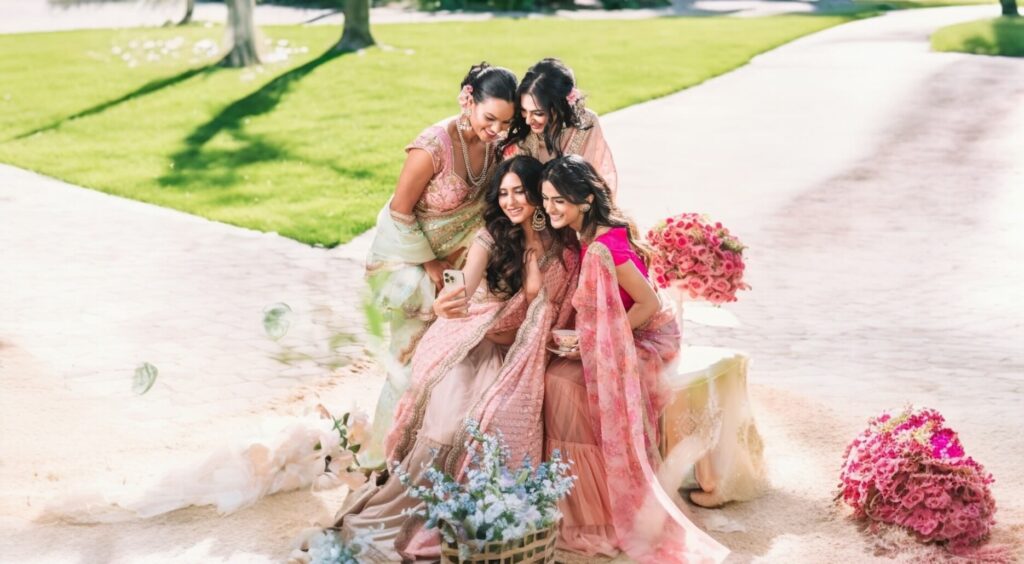 Luxury bridal handcrafted saree India with detailed zardozi work