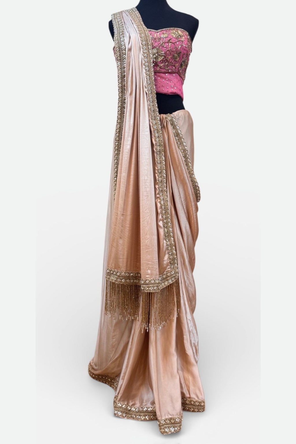 Blush Satin Saree - Image 3