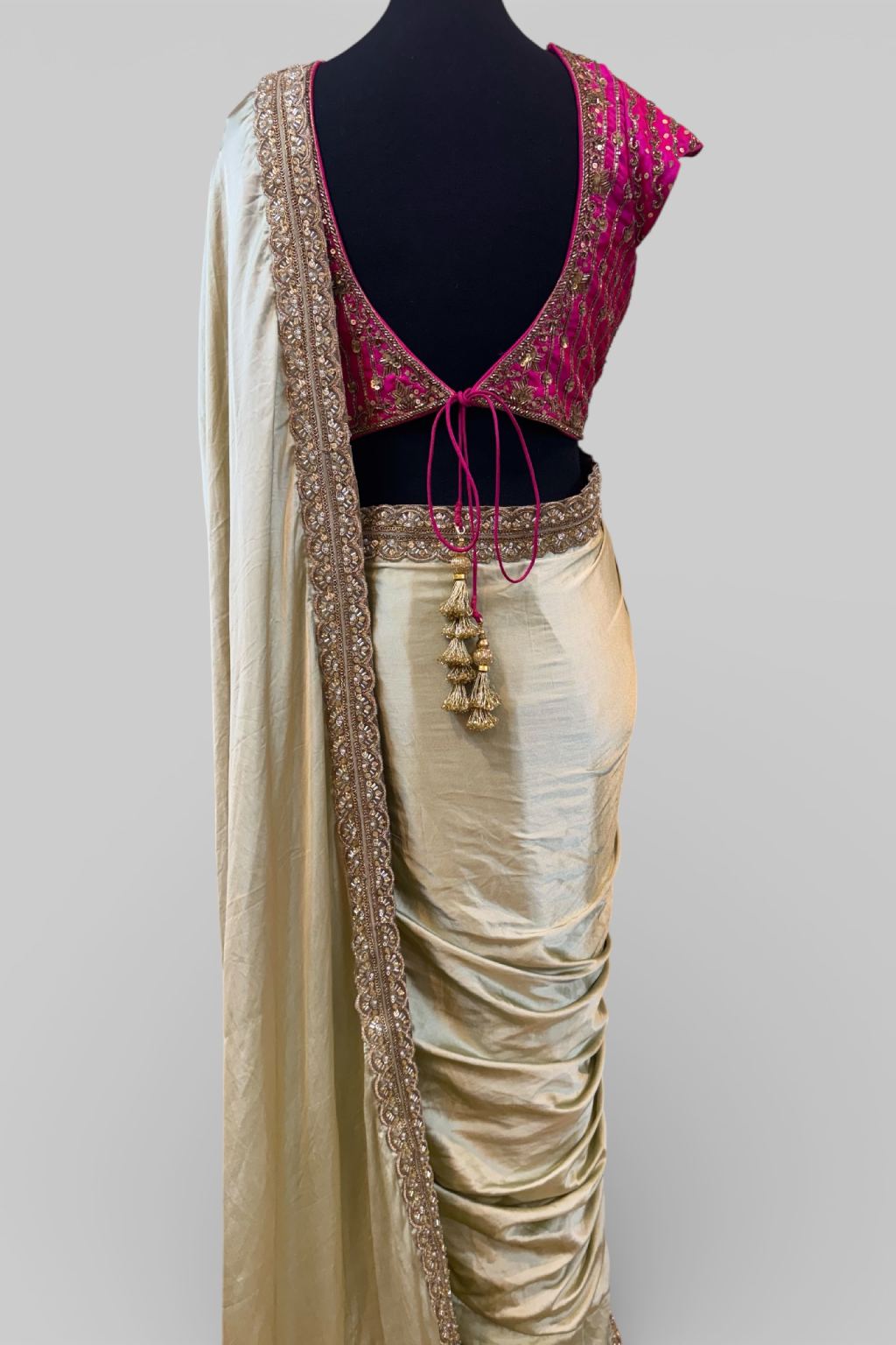 Pista Green Satin Saree - Image 4