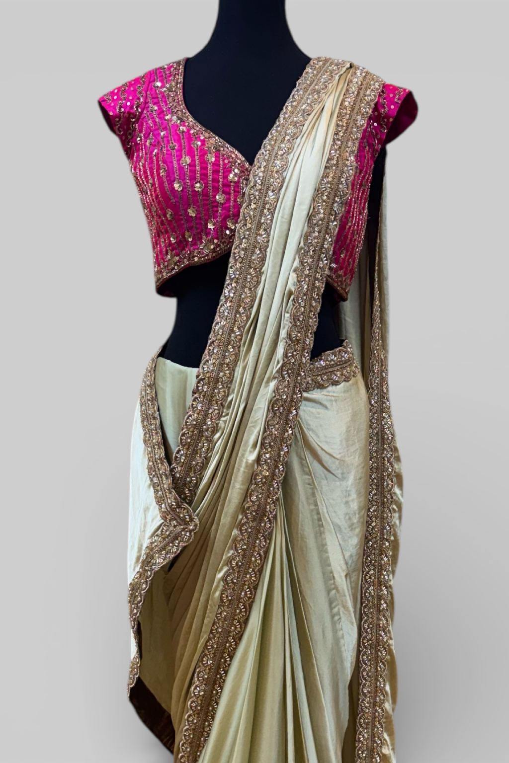 Pista Green Satin Saree - Image 3