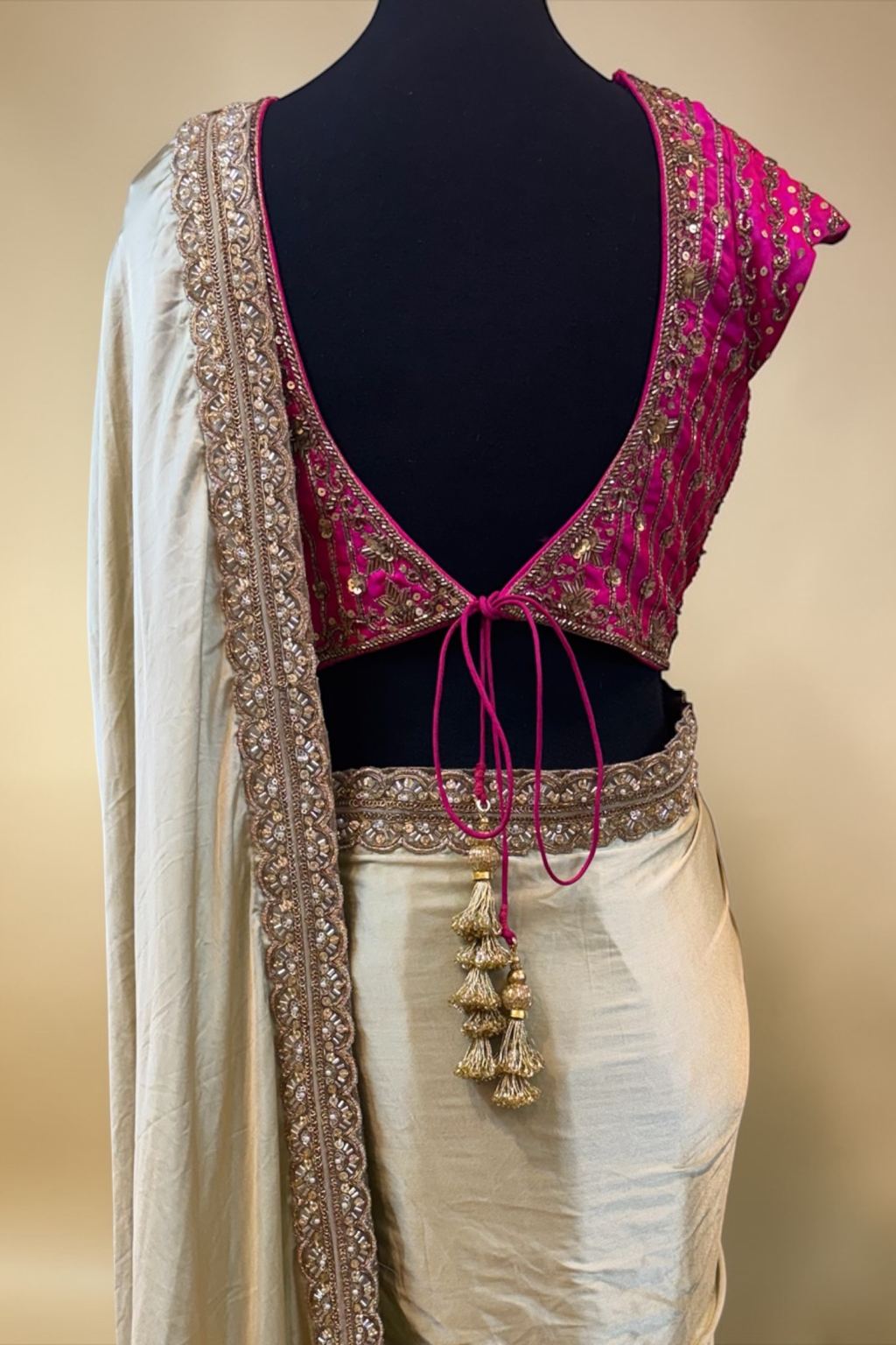 Pista Green Satin Saree - Image 2